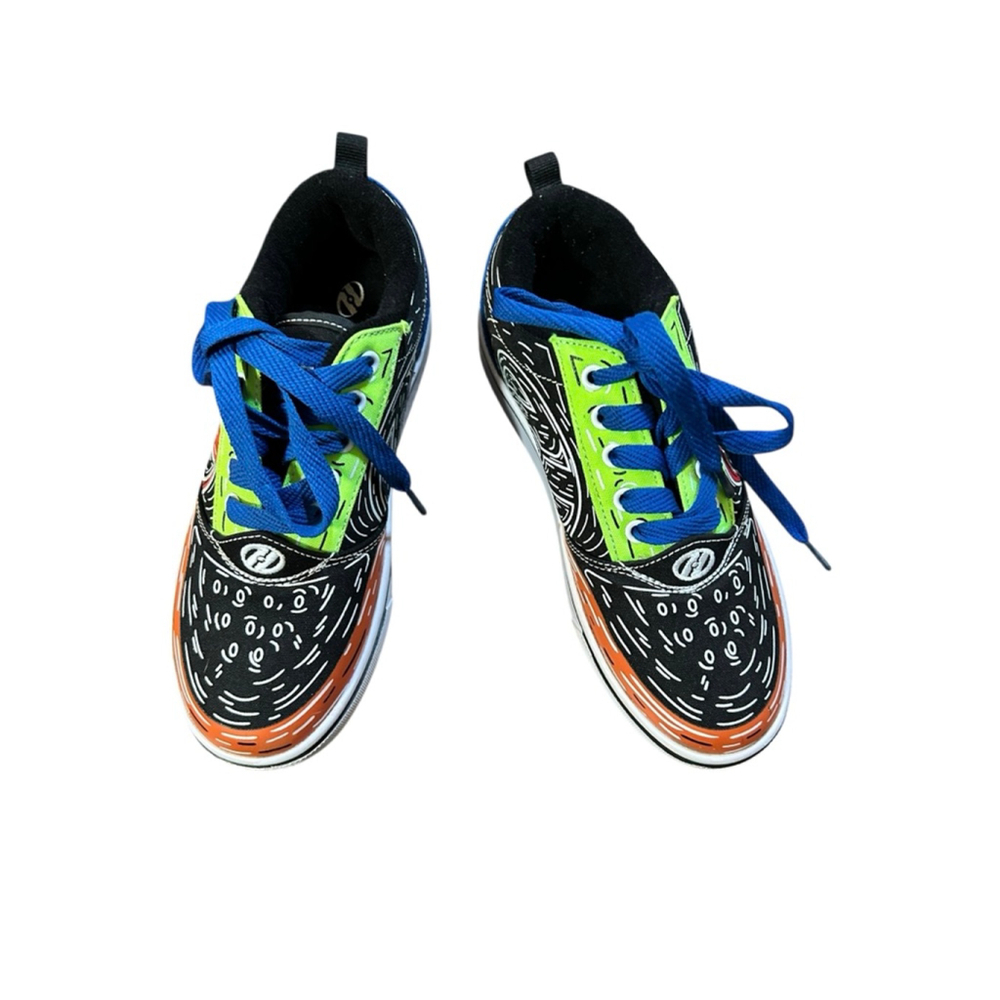 Boys Heelys Sneakers Black Blue Orange Size 2